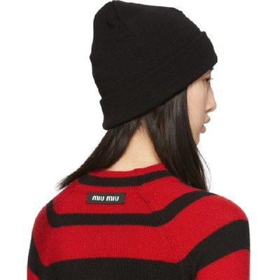 Shop Givenchy Black Embroidered Logo Beanie In 004 Black