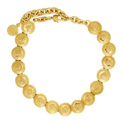 Shop Versace Gold Tribute Coin Choker In Kot Gold