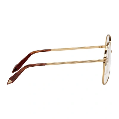 Shop Victoria Beckham Gold Grooved Butterfly Glasses