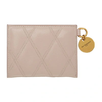 Shop Givenchy Pink Gv3 Quilted Card Holder In 680 Pale