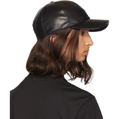 Shop Versace Black Leather Safety Pin Baseball Cap In I008 Black