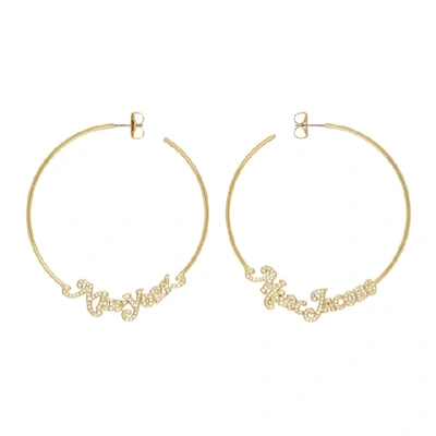 Shop Marc Jacobs Gold New York Magazine Edition Logo Hoop Earrings In 710 Gold