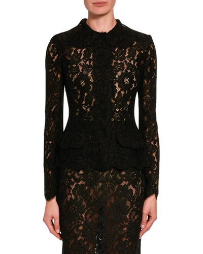 Shop Dolce & Gabbana Lace Button-front Top In Black