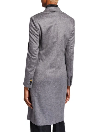 Shop Agnona Cashmere Single-breasted Slim Coat, Gray