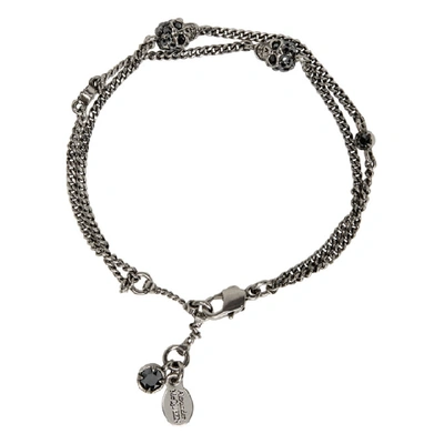 Shop Alexander Mcqueen Gunmetal Multi Chain Bracelet In 1177 0446