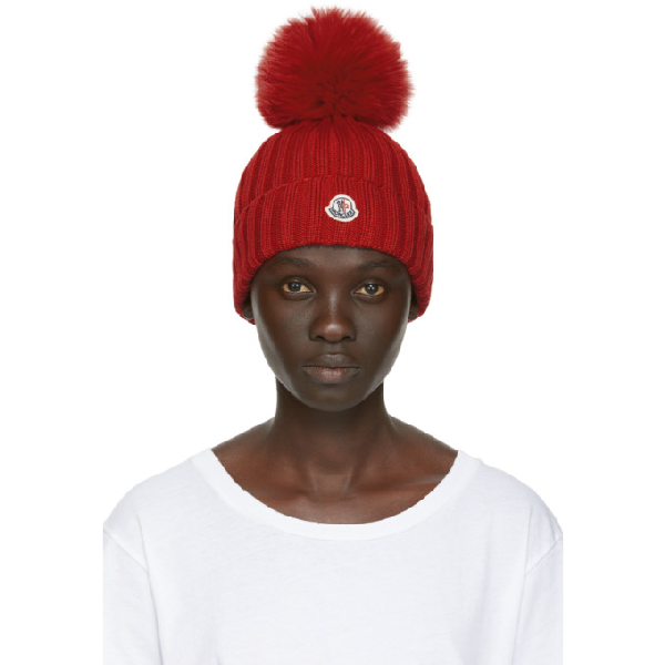 moncler red beanie