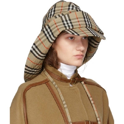 Shop Burberry Beige Vintage Check Rain Hat In Archive Bei