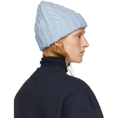 Shop Ami Alexandre Mattiussi Blue Wool Knit Beanie In 459 Blue