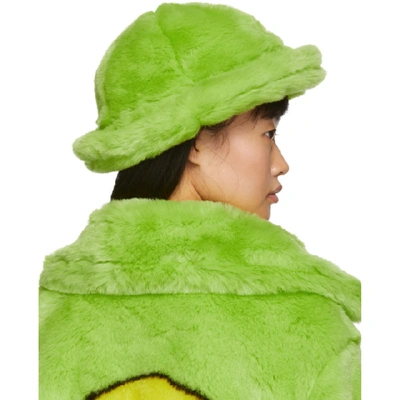 Shop Kirin Green Faux-fur Smile Bucket Hat