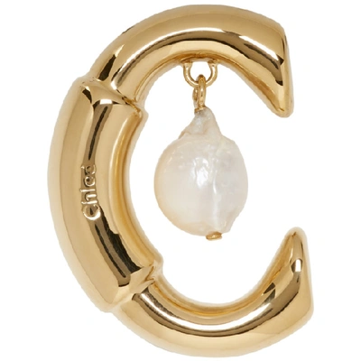 Shop Chloé Chloe Gold Darcey Pearl Earring In 105 Pearl