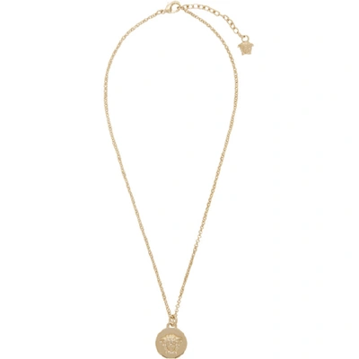 Shop Versace Gold Medusa Coin Pendant Necklace In D00oc Gold