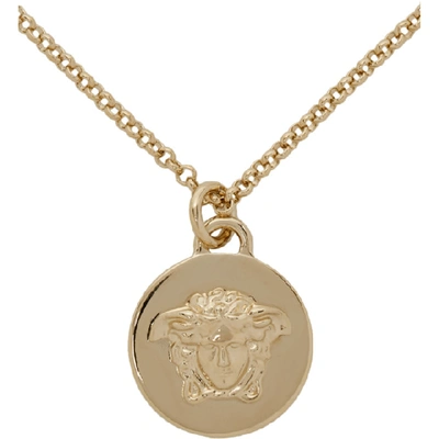 Shop Versace Gold Medusa Coin Pendant Necklace In D00oc Gold