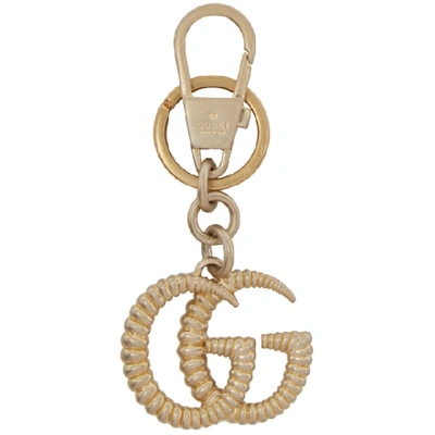 Shop Gucci Gold Rib Gg Keychain In 8056 Gold