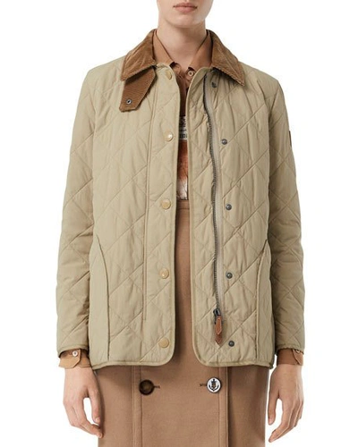 Shop Burberry Cotswold Quilted Barn Jacket, Beige