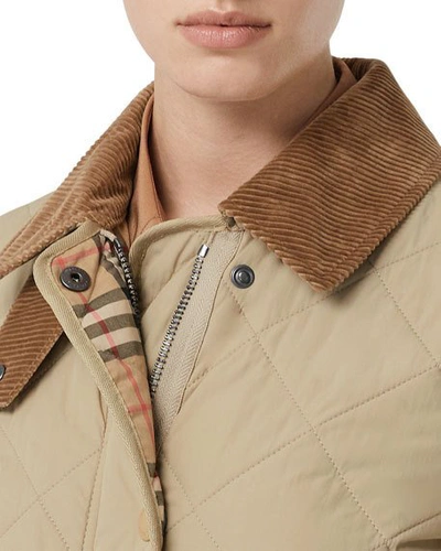 Shop Burberry Cotswold Quilted Barn Jacket, Beige