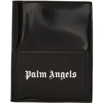 Shop Palm Angels Black Iconic Passport Holder In Black/silve