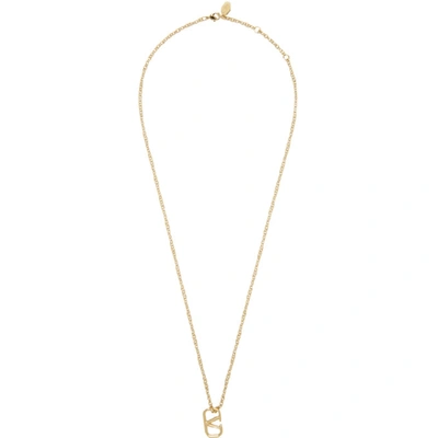 Shop Valentino Gold  Garavani Vlogo Necklace In Cs4 Gold