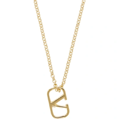 Shop Valentino Gold  Garavani Vlogo Necklace In Cs4 Gold