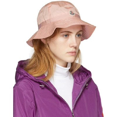 Shop Moncler Pink Logo Bucket Hat In 500 Pink