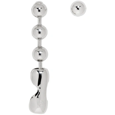 Shop Mm6 Maison Margiela Silver Ball Chain Earrings In 951 Silver