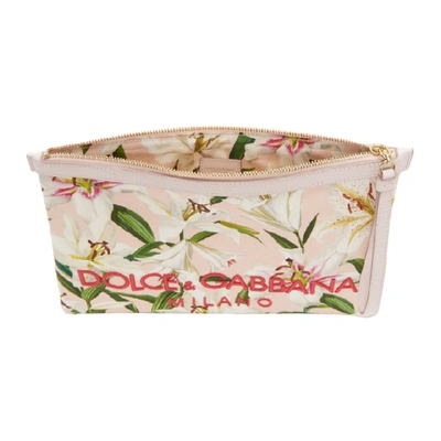 Shop Dolce & Gabbana Dolce And Gabbana Pink Embroidered Lilium Pouch In Hfkk8 Pink