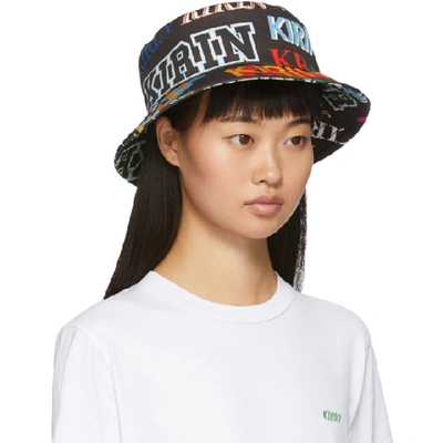 Shop Kirin Black Denim  Typo Bucket Hat In Blk Multi