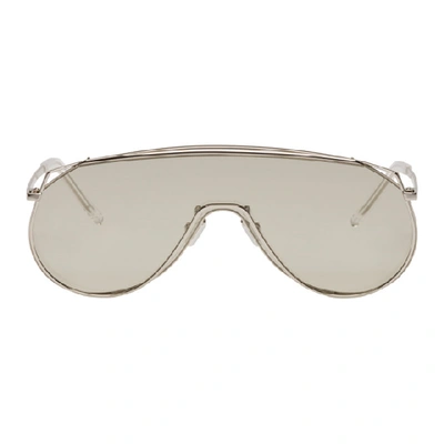 Shop Gentle Monster Silver Afix Shield Sunglasses In Grey