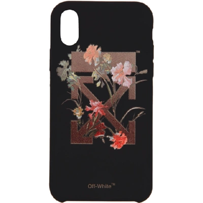 Shop Off-white Black Flowers Iphone X Case In Black Borde