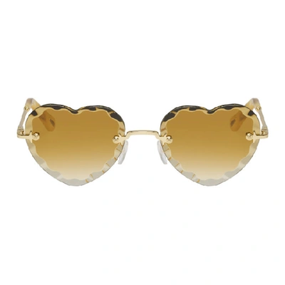 Shop Chloé Chloe Gold Rosie Sunglasses In 837 Brick