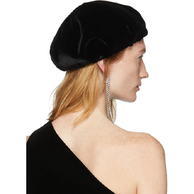 Shop Saint Laurent Black Velour Beret In 1000 Black