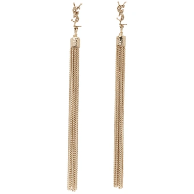 Shop Saint Laurent Gold Loulou Tassel Earrings