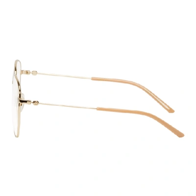 Shop Gucci Gold And Pink Pilot Glasses In 001 Gold