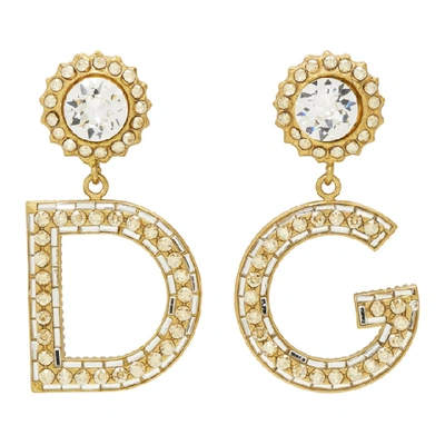 Shop Dolce & Gabbana Dolce And Gabbana Gold Dg Strass Earrings In Zoo00 Gold