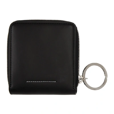 Shop Mm6 Maison Margiela Black Logo Wrap Zip Wallet In T8013 Black