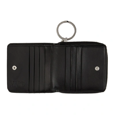 Shop Mm6 Maison Margiela Black Logo Wrap Zip Wallet In T8013 Black