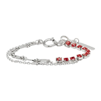 Shop Justine Clenquet Silver And Red Sally Bracelet In Palladium