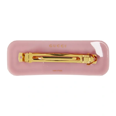 Shop Gucci Pink Large Crystal Barrette In 8517 Pink