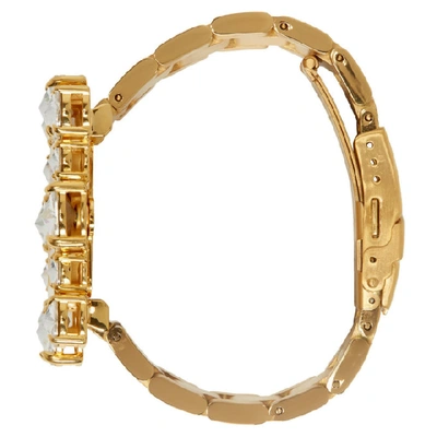 Shop Miu Miu Gold & Pink Crystal Watch Bracelet