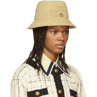 Shop Gucci Beige Gg Straw Hat In 9200 Beige
