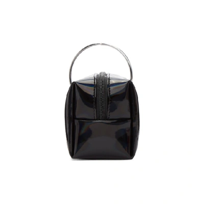 Shop Mm6 Maison Margiela Black Iridescent Logo Keyring Pouch In T8013 Black