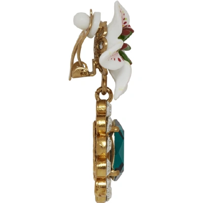 Shop Dolce & Gabbana Dolce And Gabbana White Crystal Lily Earrings In Zoo00 White