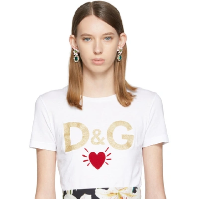 Shop Dolce & Gabbana Dolce And Gabbana White Crystal Lily Earrings In Zoo00 White