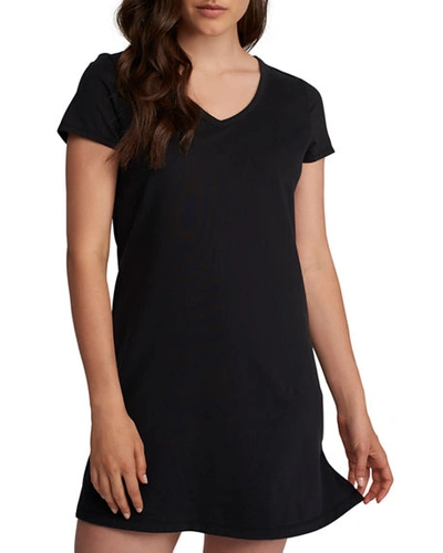Shop Lusome Eva Jersey-knit Sleepshirt In Black