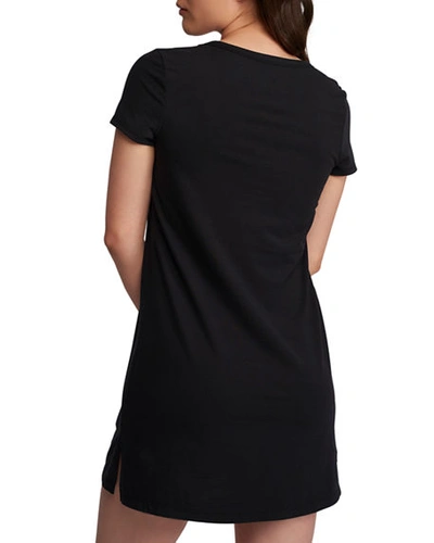 Shop Lusome Eva Jersey-knit Sleepshirt In Black