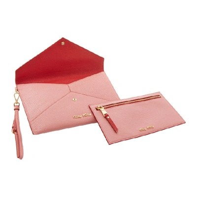Shop Miu Miu Pink Love Envelope Wallet