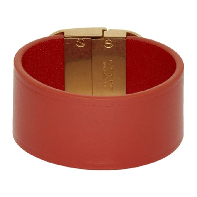 Shop Balenciaga Red Leather Bb Bracelet In 6406 Bright