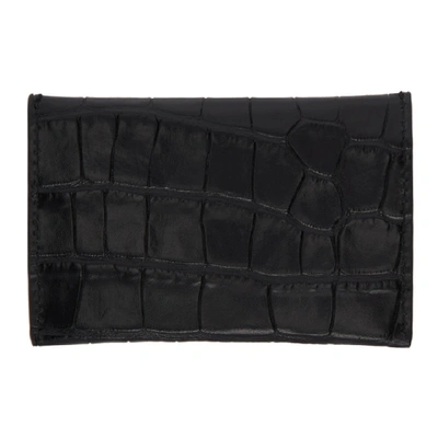 Shop Alexander Mcqueen Black Croc Skull Envelope Card Holder In 1000 Black