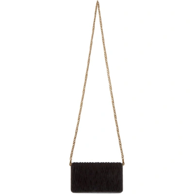 Shop Miu Miu Black Velvet Matelassé Wallet Chain Bag