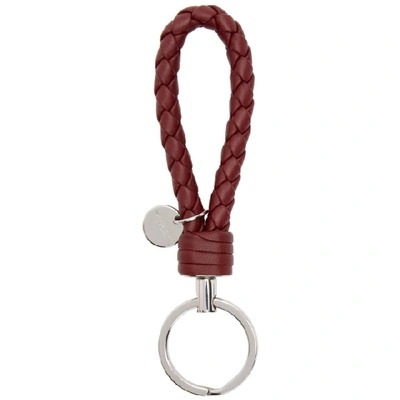 Shop Bottega Veneta Burgundy Intrecciato Loop Keychain In 6337 Bordea