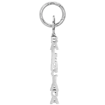 Shop Balenciaga Silver Typo Keychain In 0668 Pallad